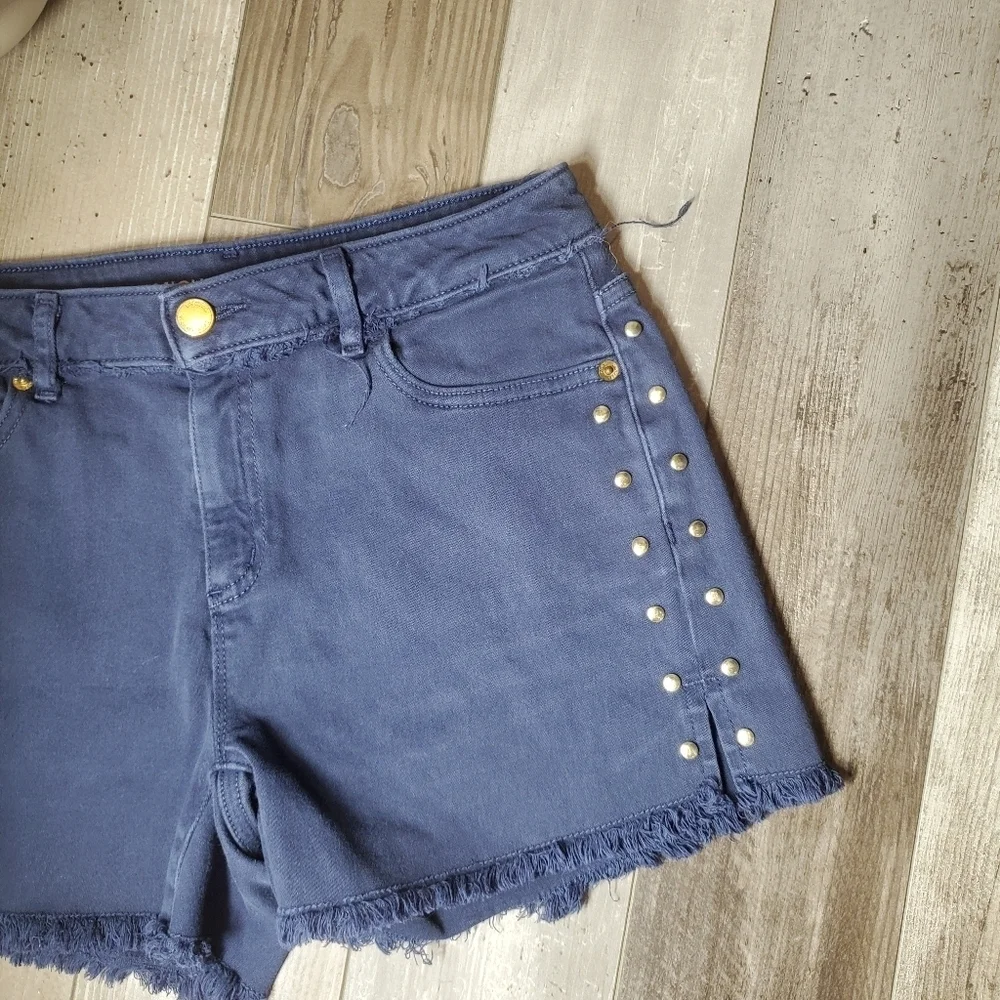 Michael Kors Studded Indigo Blue Raw Hem Women's Shorts Size 2 EUC